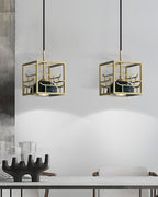 Suspension moderne Nor en Laiton poli et vert marbre