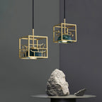 Suspension moderne Nor en Laiton poli et vert marbre