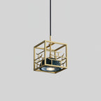 Suspension moderne Nor en Laiton poli et vert marbre