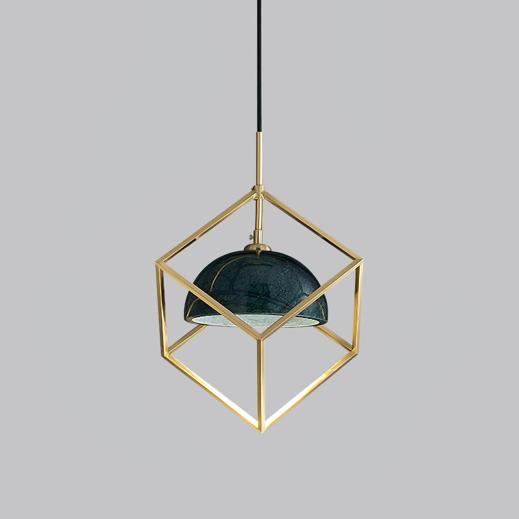 Suspension moderne Nor en Laiton poli et vert marbre