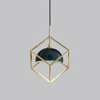 Suspension moderne Nor en Laiton poli et vert marbre