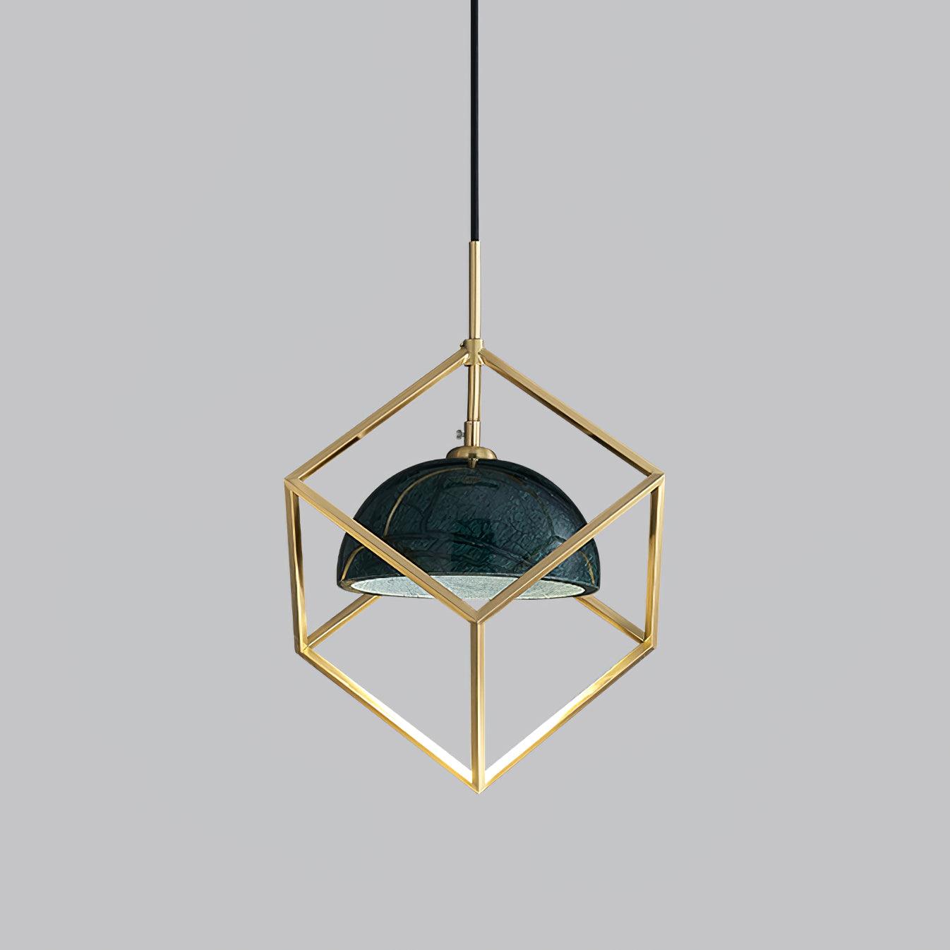 Suspension moderne Nor en Laiton poli et vert marbre