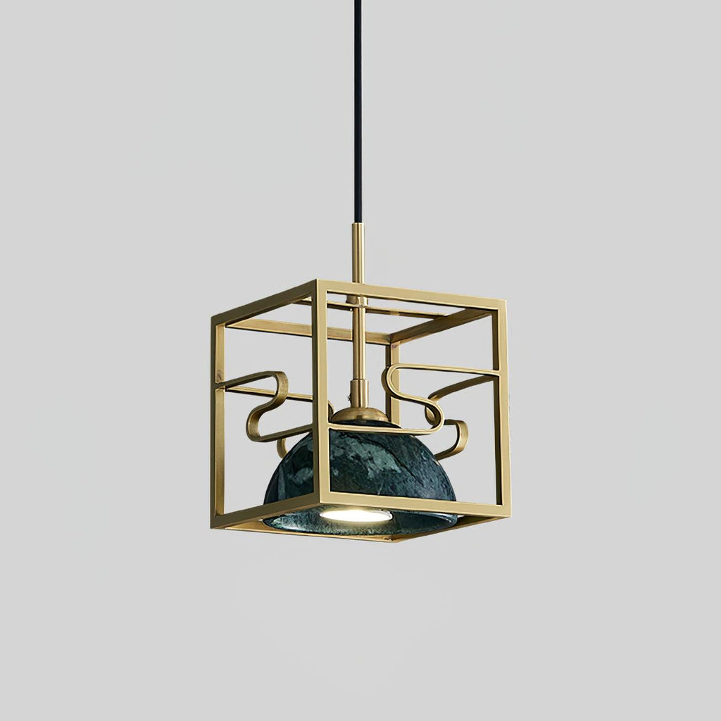 Suspension moderne Nor en Laiton poli et vert marbre