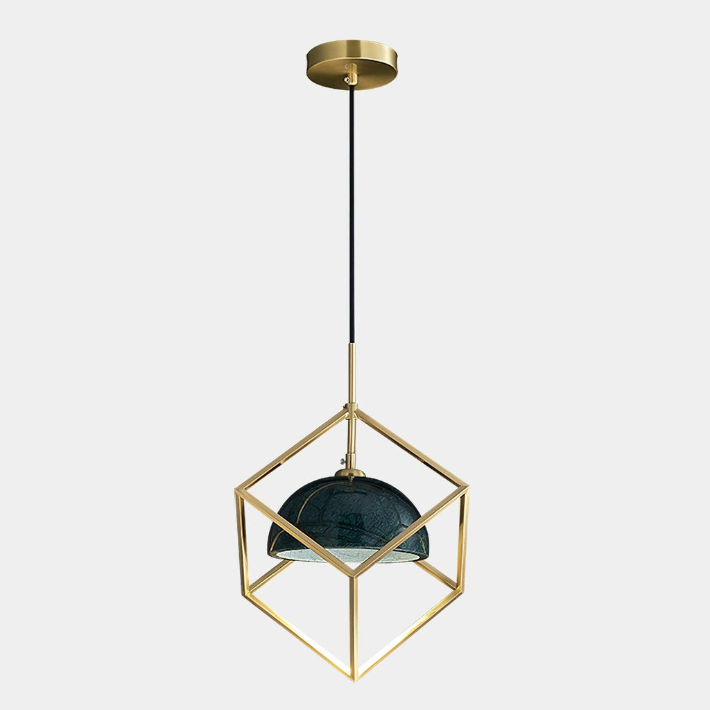 Suspension moderne Nor en Laiton poli et vert marbre