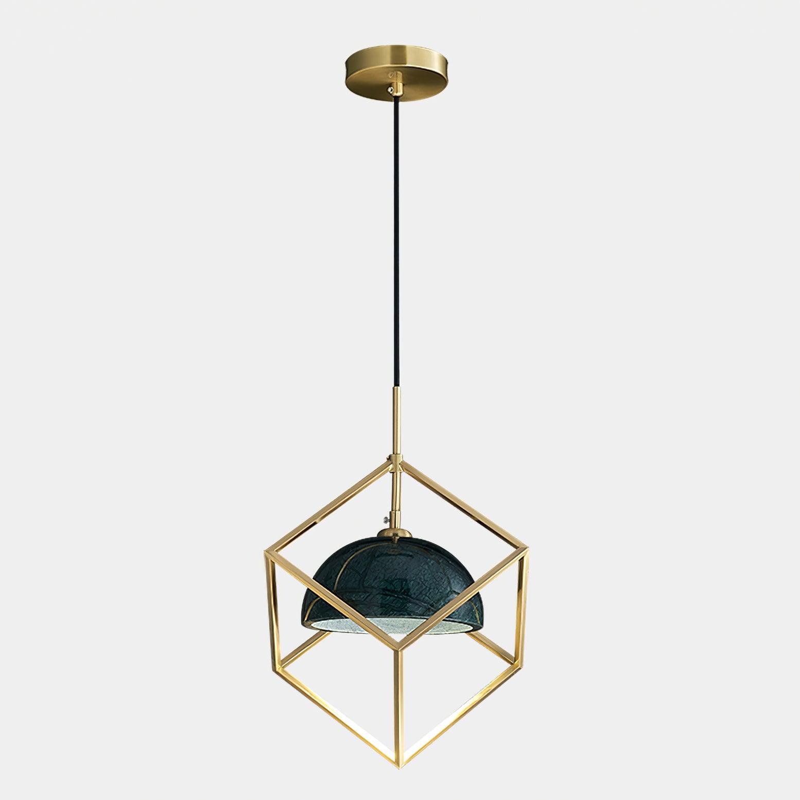 Suspension moderne Nor en Laiton poli et vert marbre