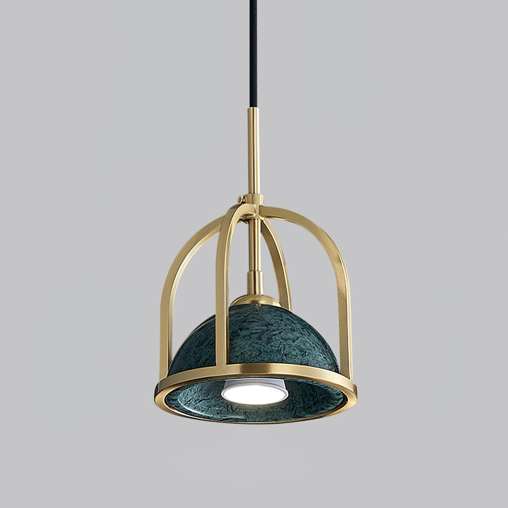 Suspension moderne Nor en Laiton poli et vert marbre