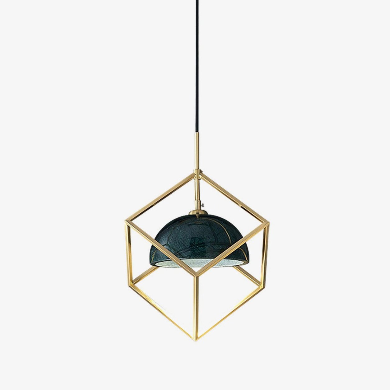 Suspension moderne Nor en Laiton poli et vert marbre