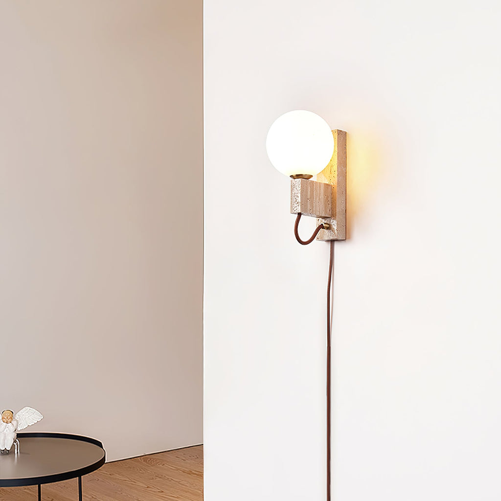 Applique murale moderne Aldric en Travertin jaune et blanc