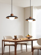 Suspension moderne Haarek en pierre Foncé noyer et noir travertin