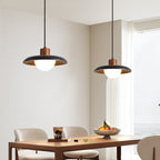 Suspension moderne Haarek en pierre Foncé noyer et noir travertin