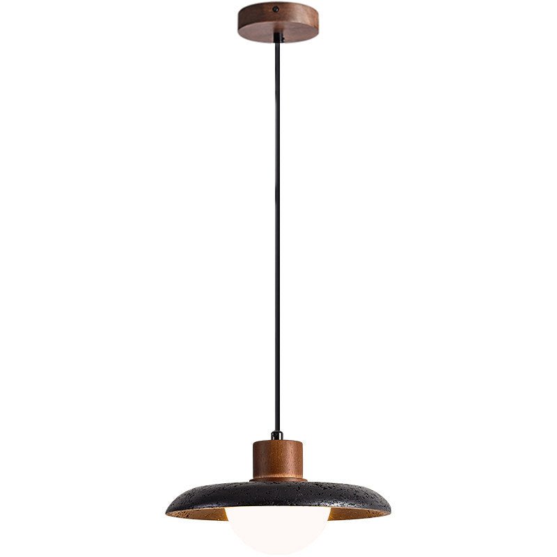 Suspension moderne Haarek en pierre Foncé noyer et noir travertin