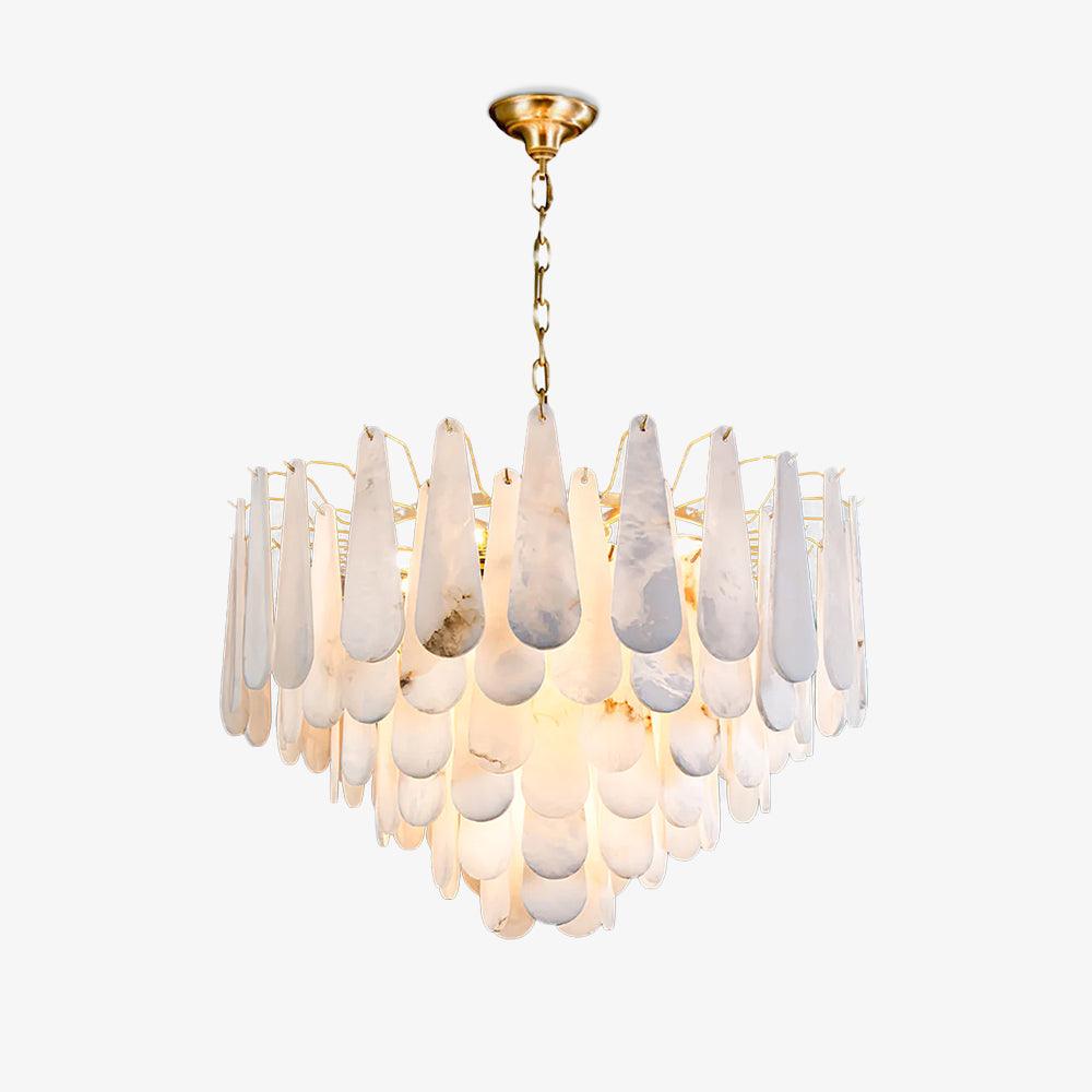 Lustre moderne Vrang en Albâtre Laiton et blanc