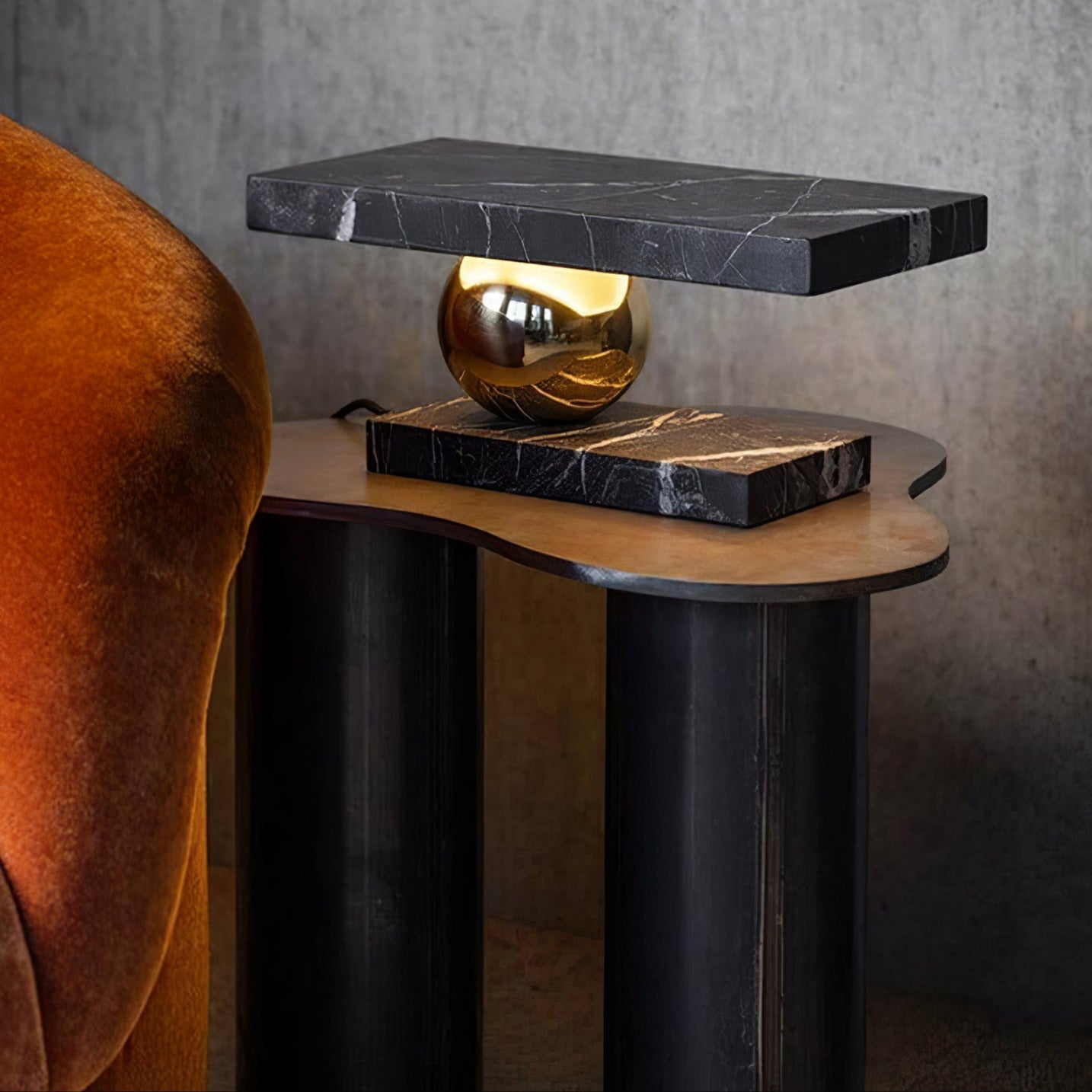 Lampe à poser moderne Xenon en pierre Noir