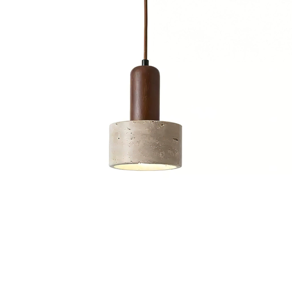 Suspension moderne Llyr en Travertin jaune et noyer