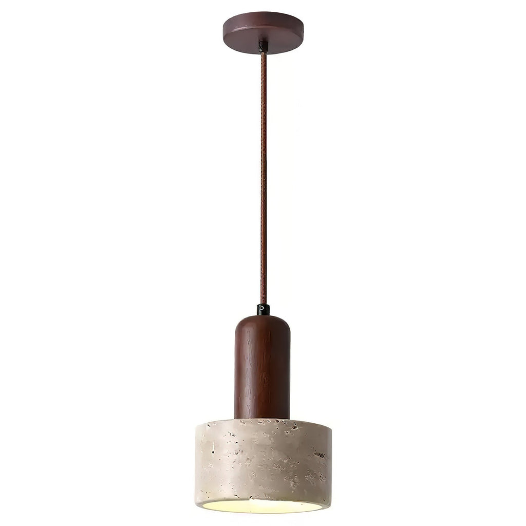Suspension moderne Llyr en Travertin jaune et noyer
