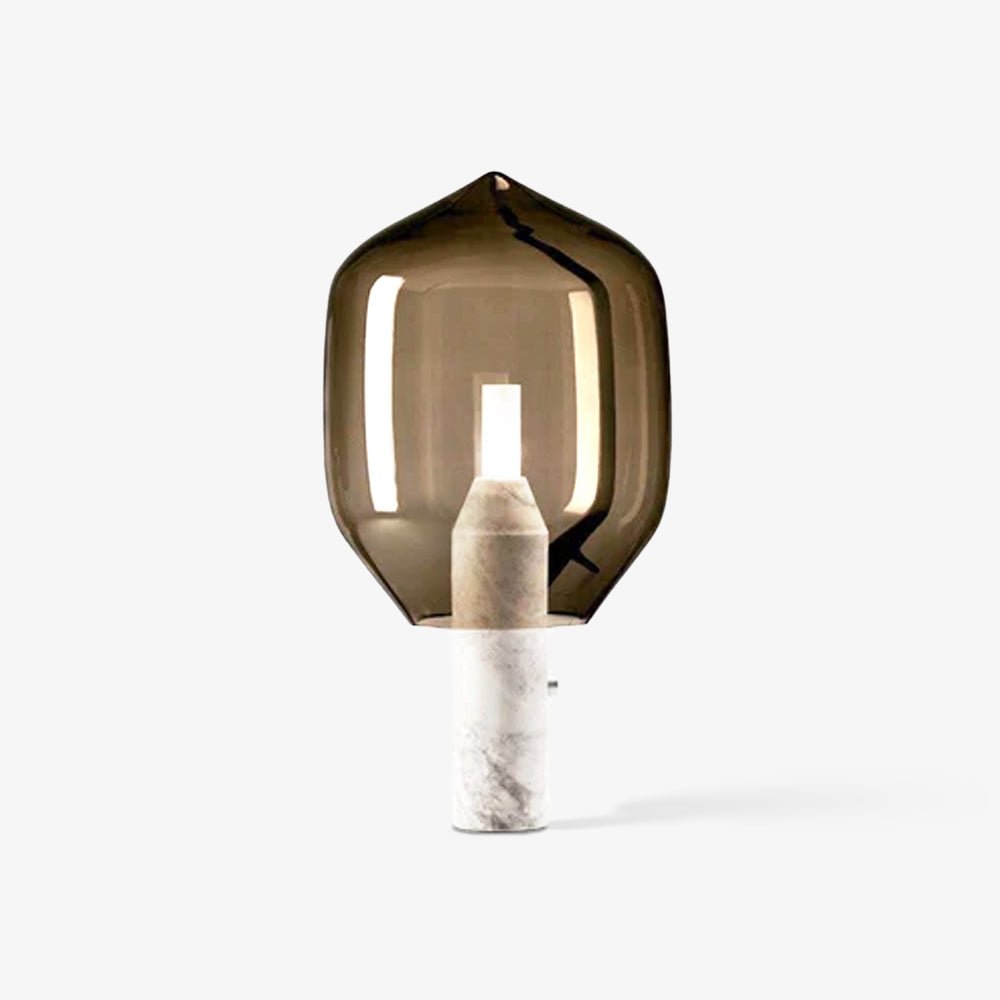 Lampe à poser moderne Gudik en Noir marbre et verre fumé
