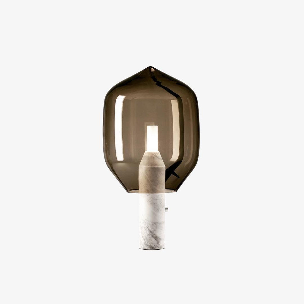 Lampe à poser moderne Gudik en Noir marbre et ambre verre