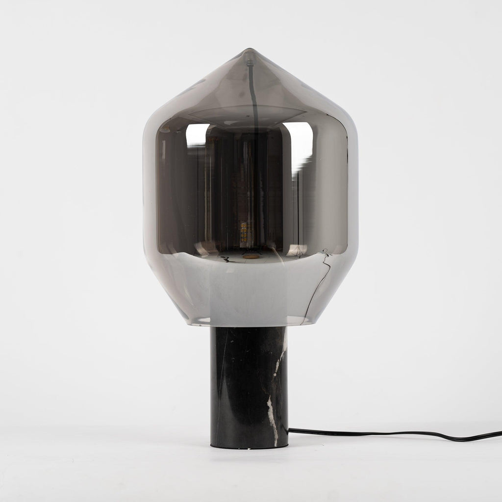 Lampe à poser moderne Gudik en Noir marbre et ambre verre