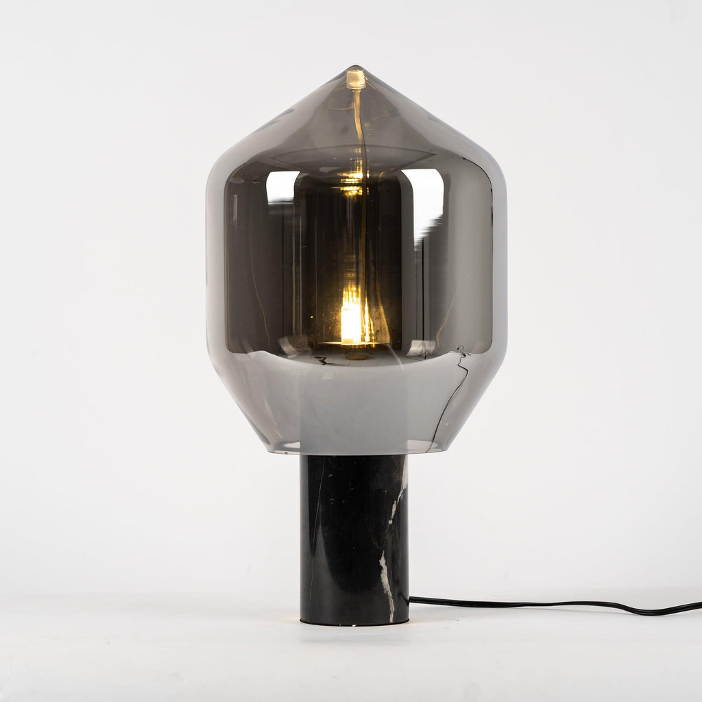 Lampe à poser moderne Gudik en Blanc marbre et verre fumé