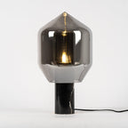 Lampe à poser moderne Gudik en Blanc marbre et verre fumé