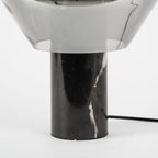 Lampe à poser moderne Gudik en Blanc marbre et verre fumé