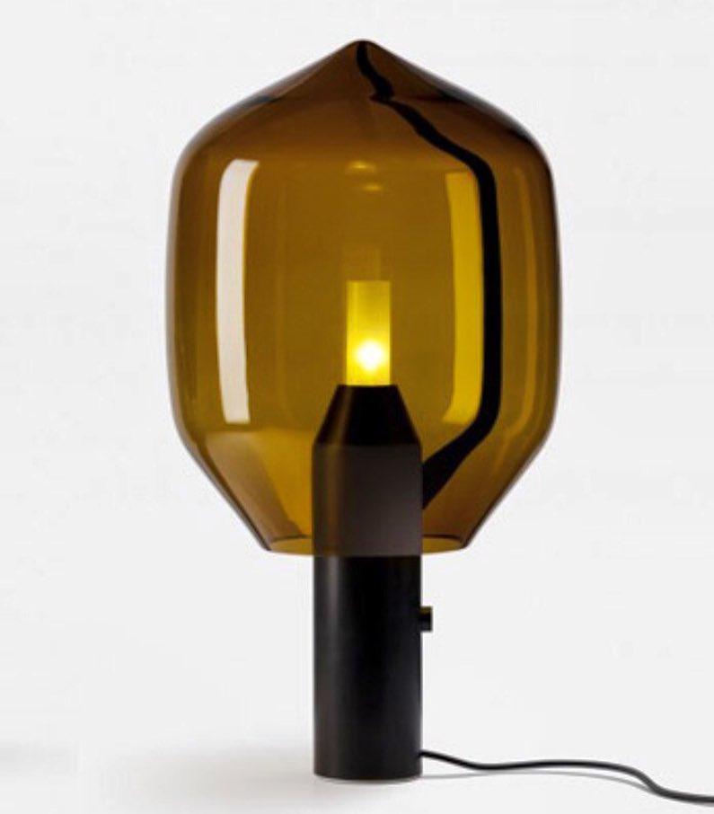 Lampe à poser moderne Gudik en Noir marbre et verre fumé