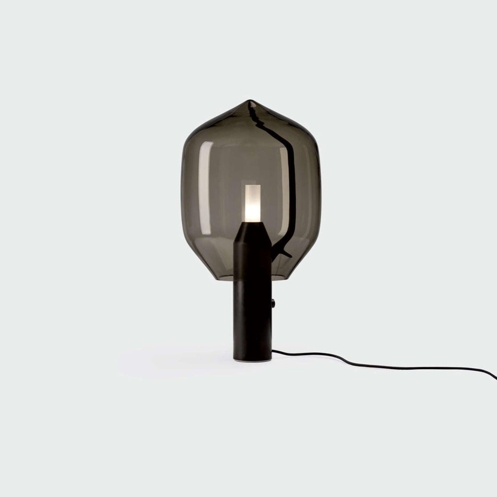 Lampe à poser moderne Gudik en Noir marbre et ambre verre