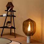 Lampe à poser moderne Gudik en Blanc marbre et verre fumé