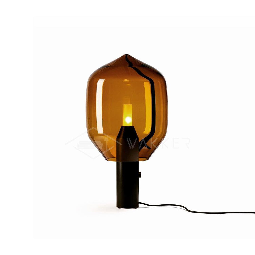 Lampe à poser moderne Gudik en Noir marbre et ambre verre