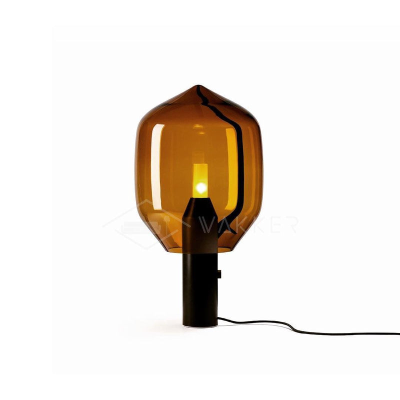 Lampe à poser moderne Gudik en Noir marbre et ambre verre