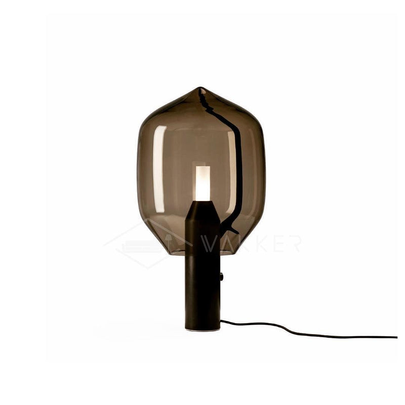 Lampe à poser moderne Gudik en Noir marbre et verre fumé