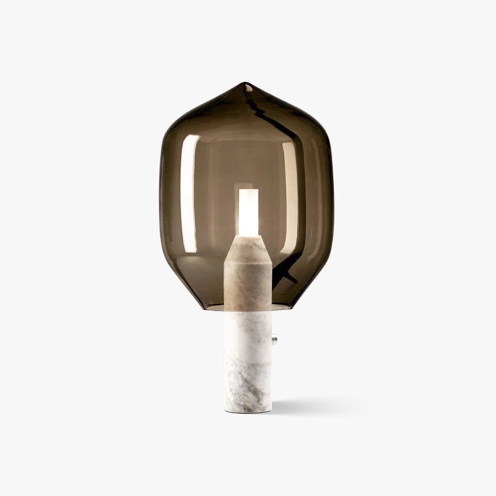 Lampe à poser moderne Gudik en Noir marbre et ambre verre