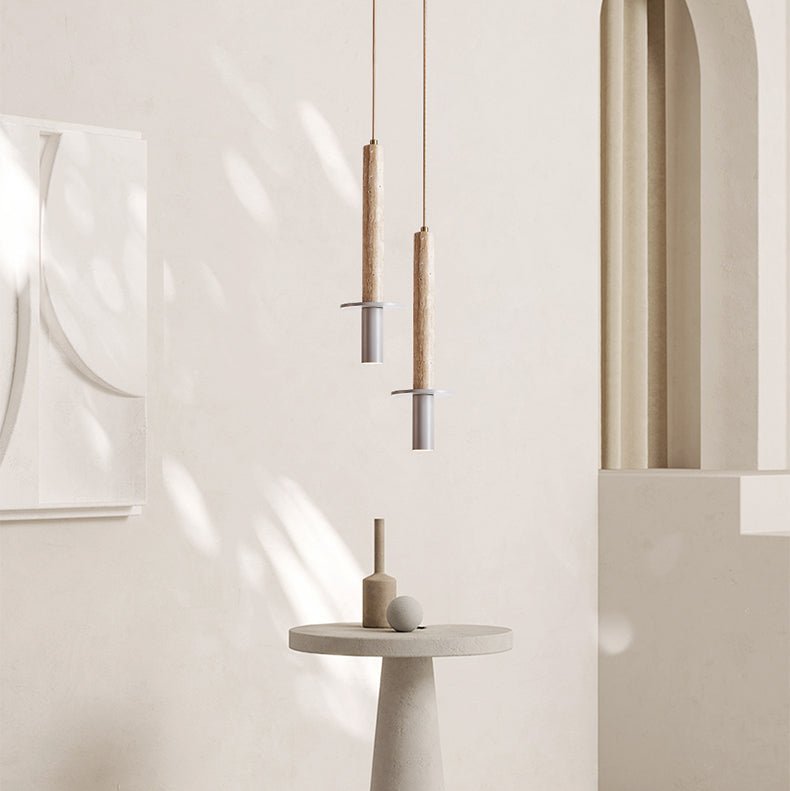 Suspension moderne Linton en Travertin jaune et gris