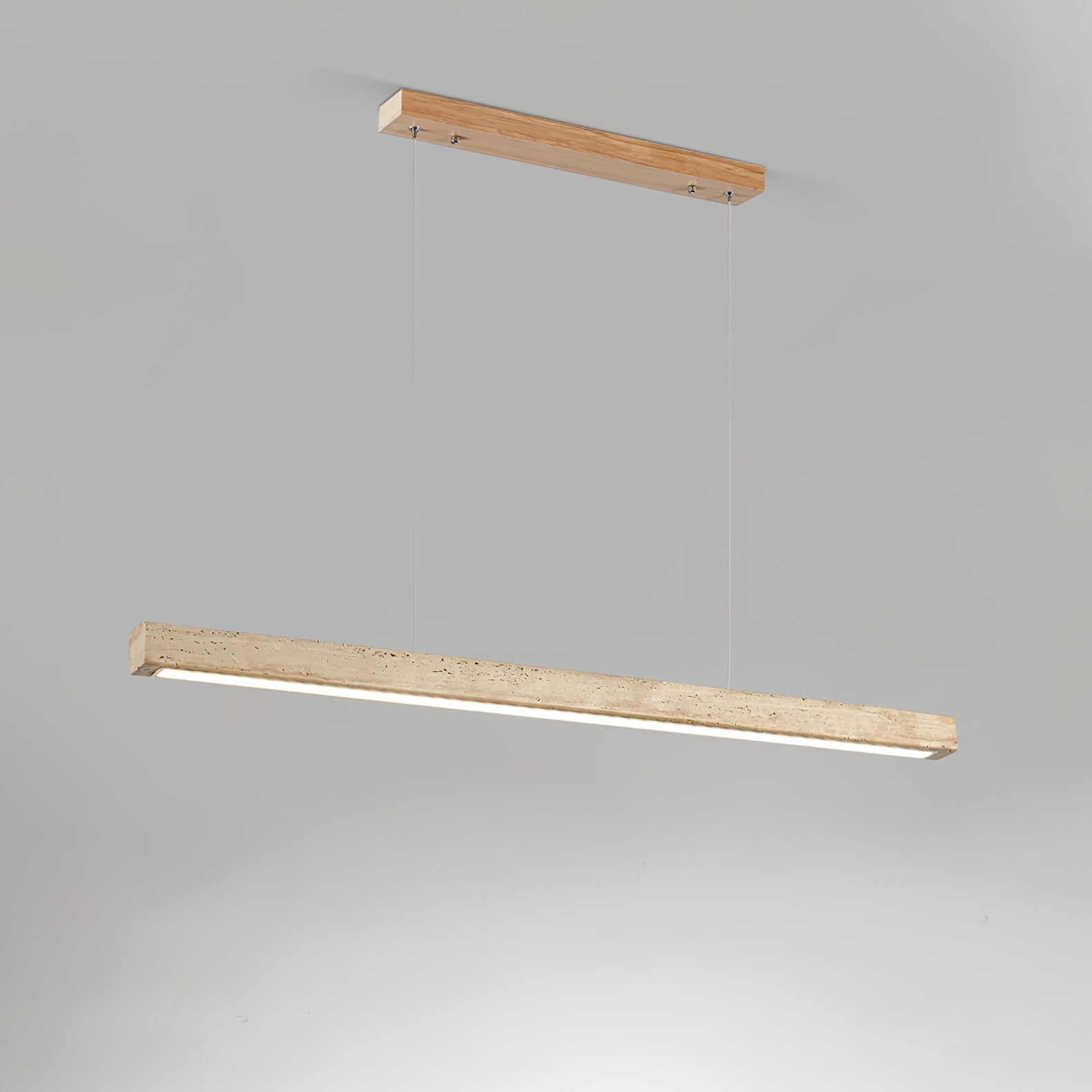 Suspension moderne Wilder en Noyer bois et travertin jaune