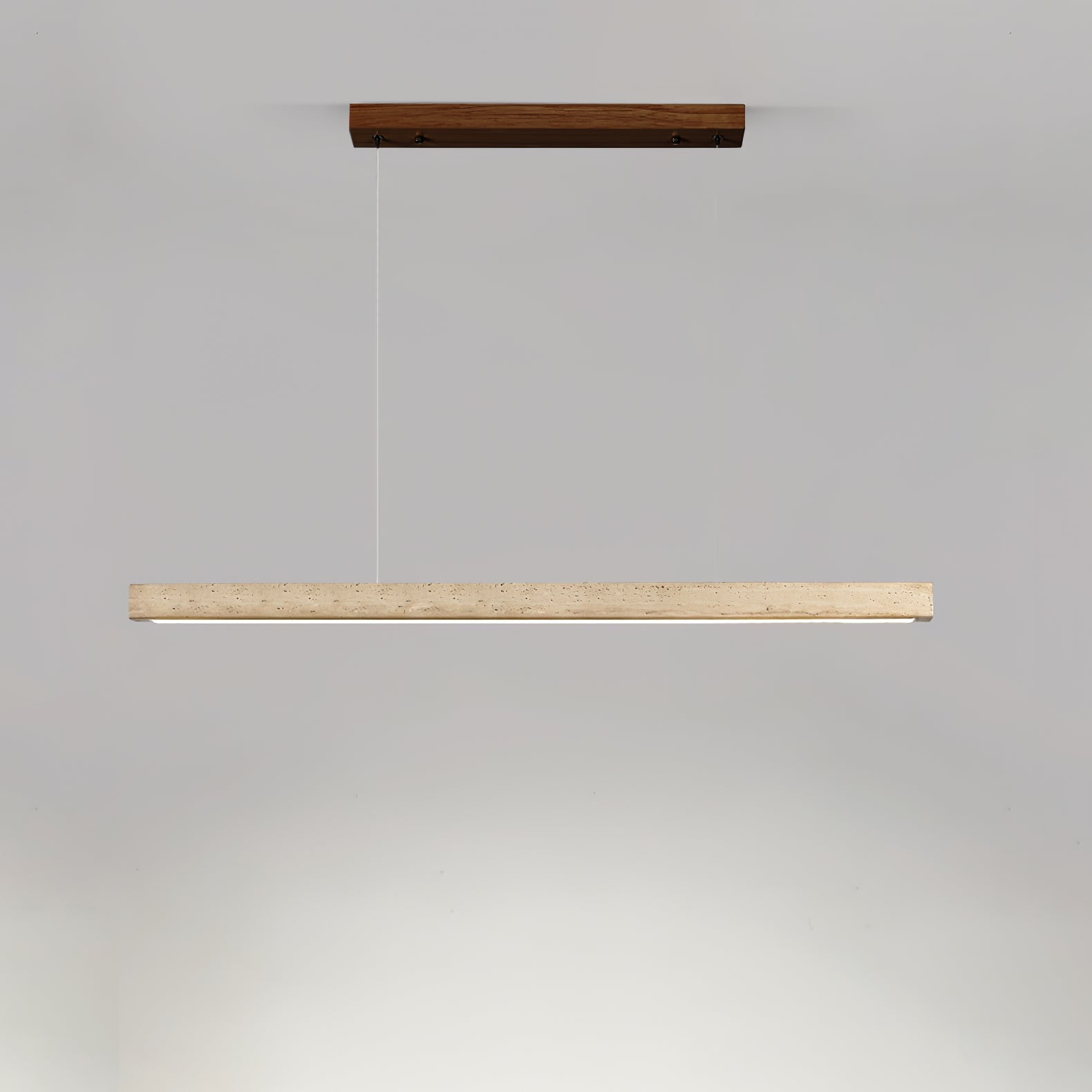 Suspension moderne Wilder en Noyer bois et travertin jaune