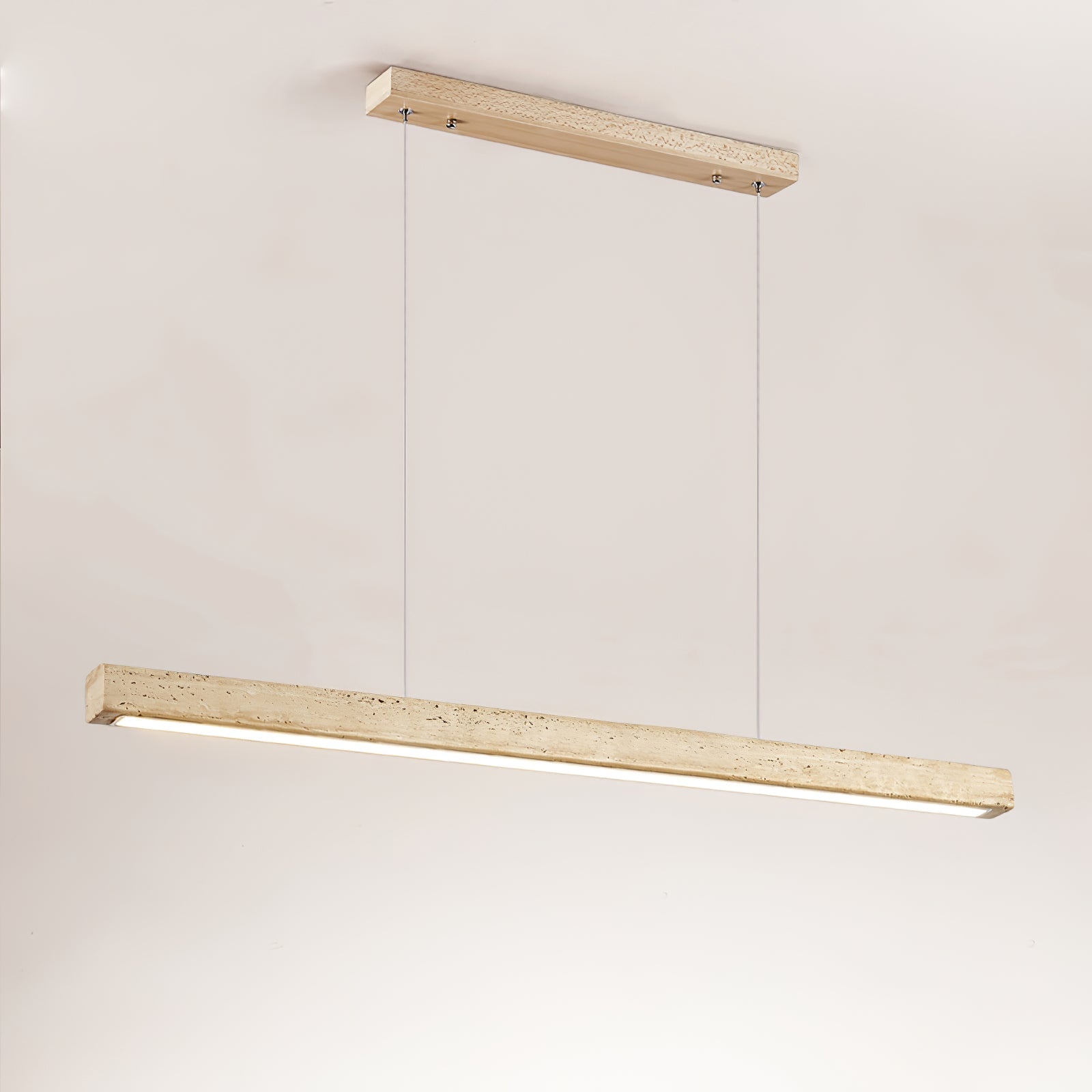 Suspension moderne Wilder en Noyer bois et travertin jaune