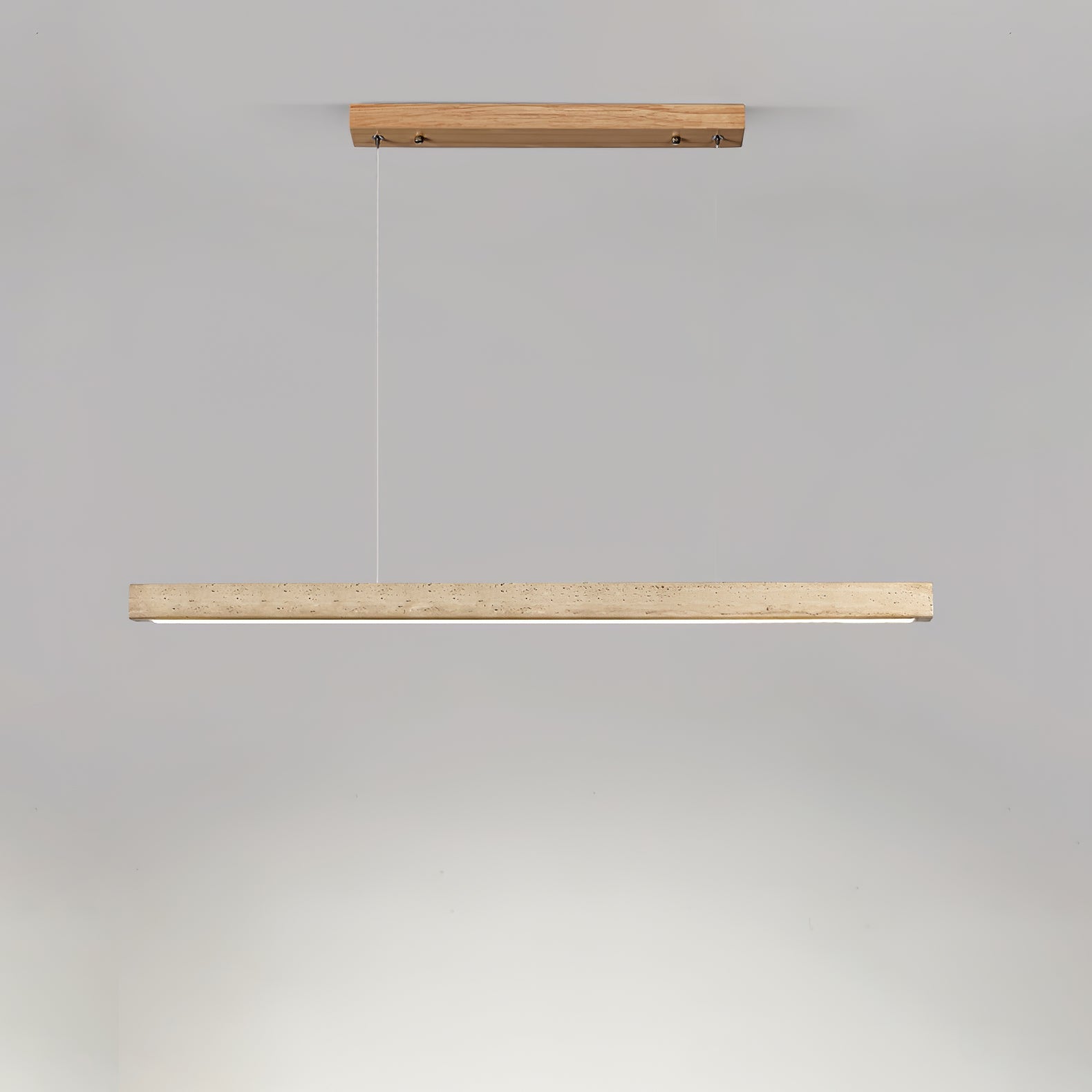 Suspension moderne Wilder en Bois et travertin jaune