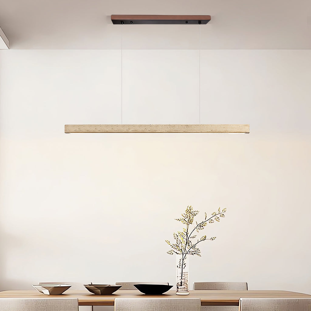 Suspension moderne Wilder en Noyer bois et travertin jaune
