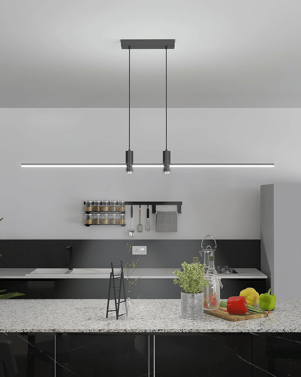 Suspension moderne Tarben en Métal, Gel de silice Noir