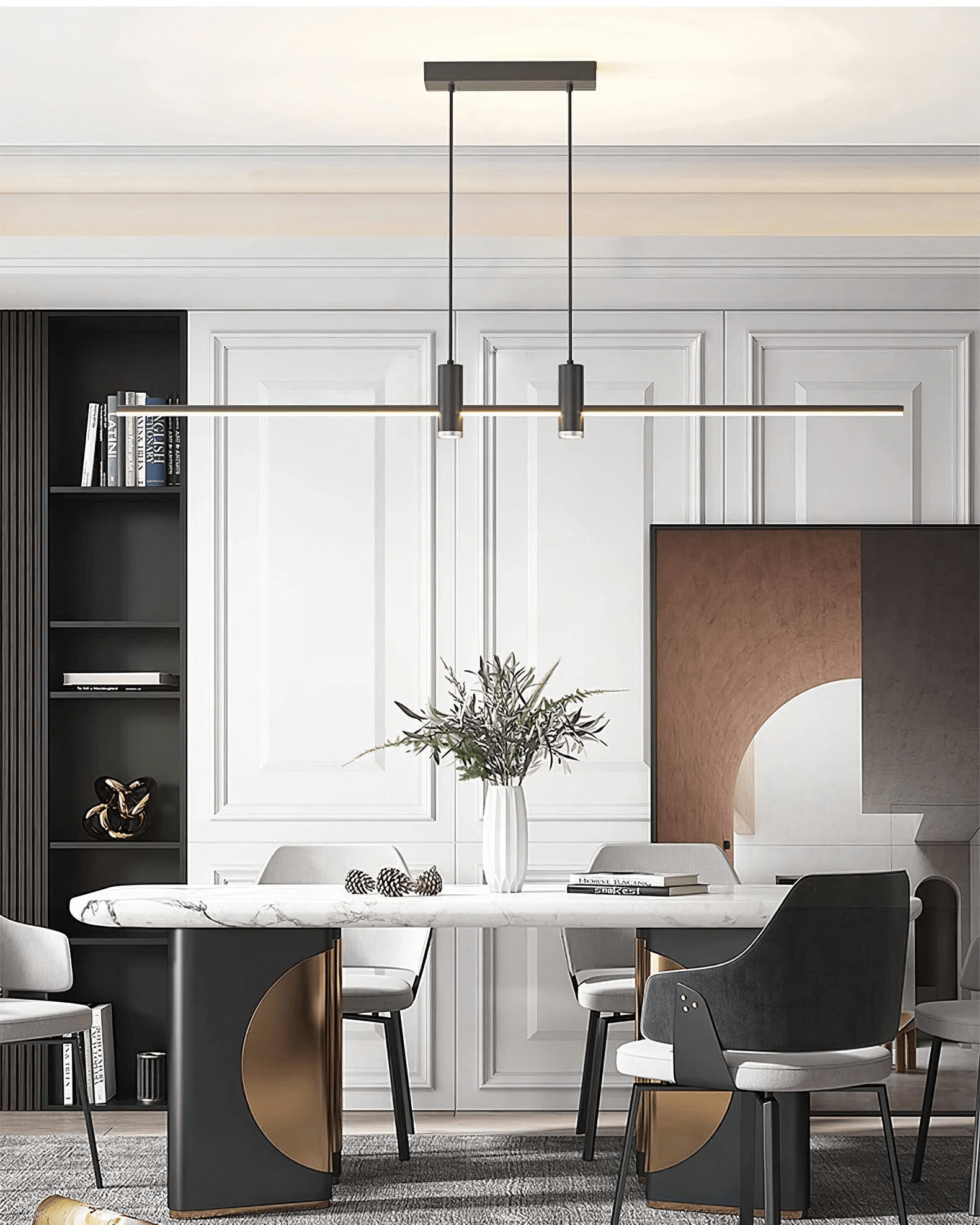 Suspension moderne Tarben en Métal, Gel de silice Noir