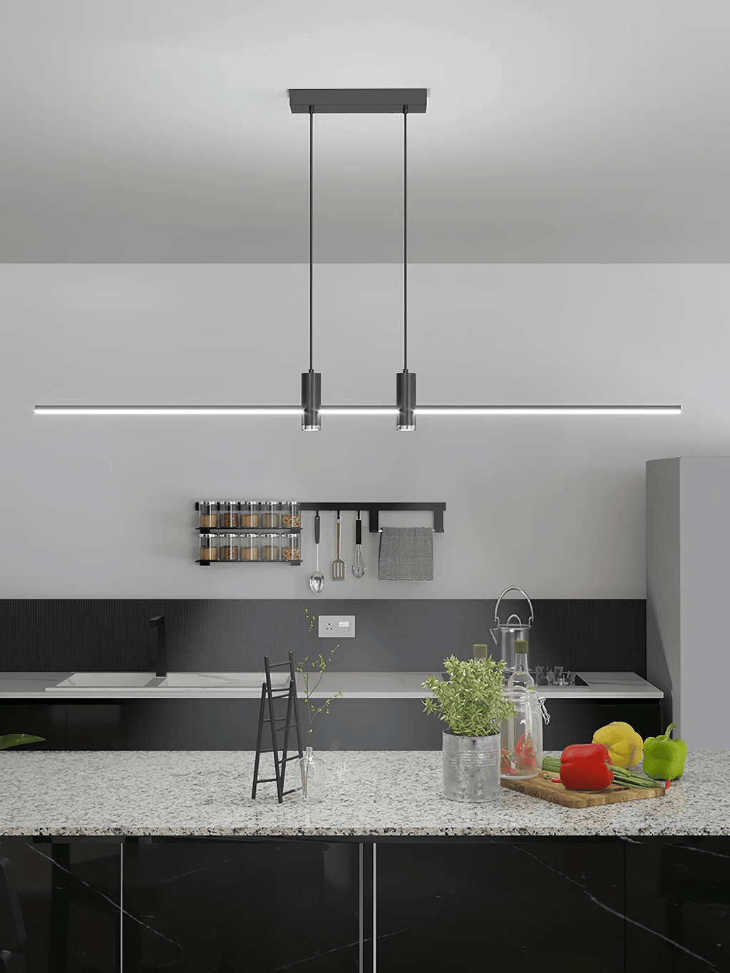 Suspension moderne Tarben en Métal, Gel de silice Noir