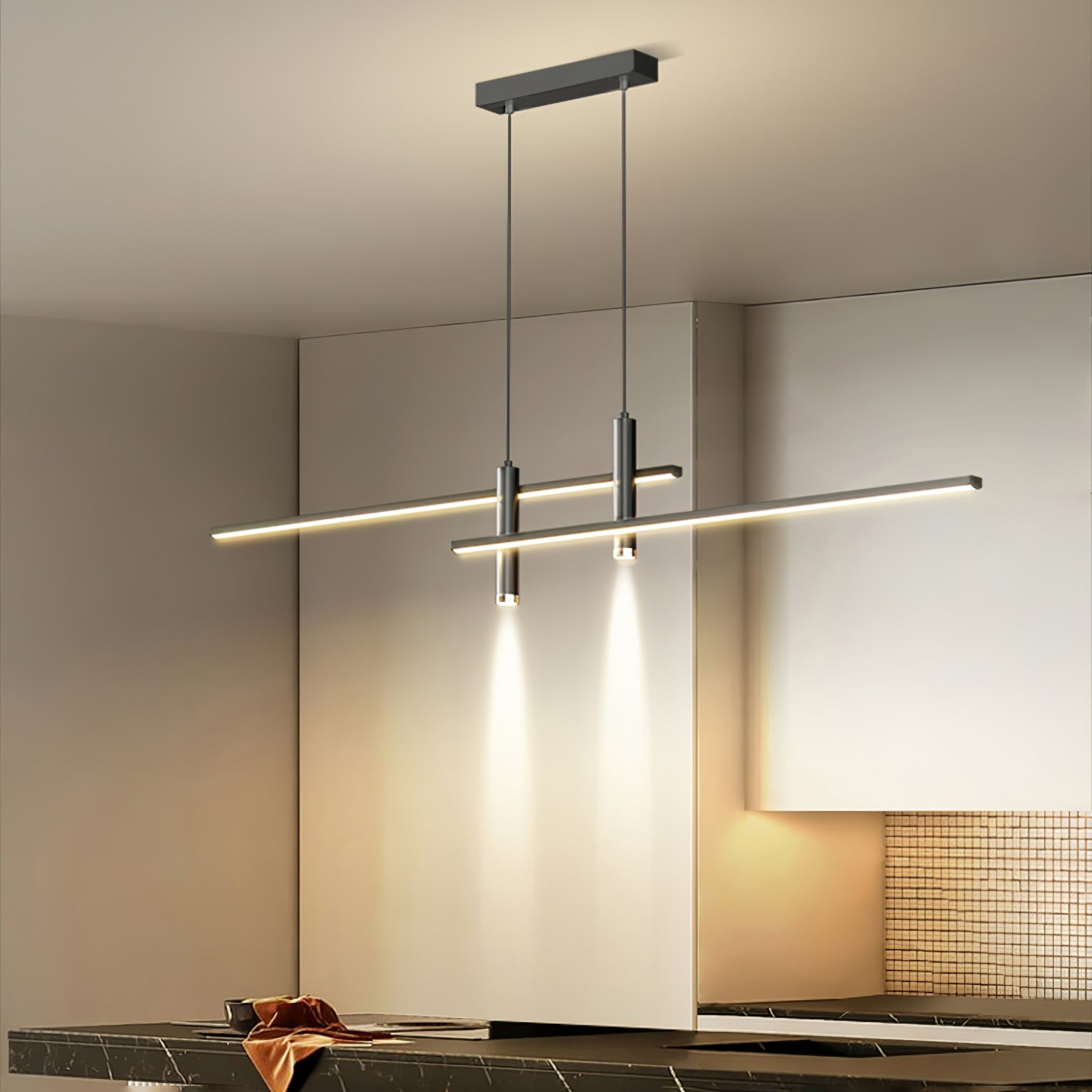 Suspension moderne Arho en Métal, Gel de silice Noir
