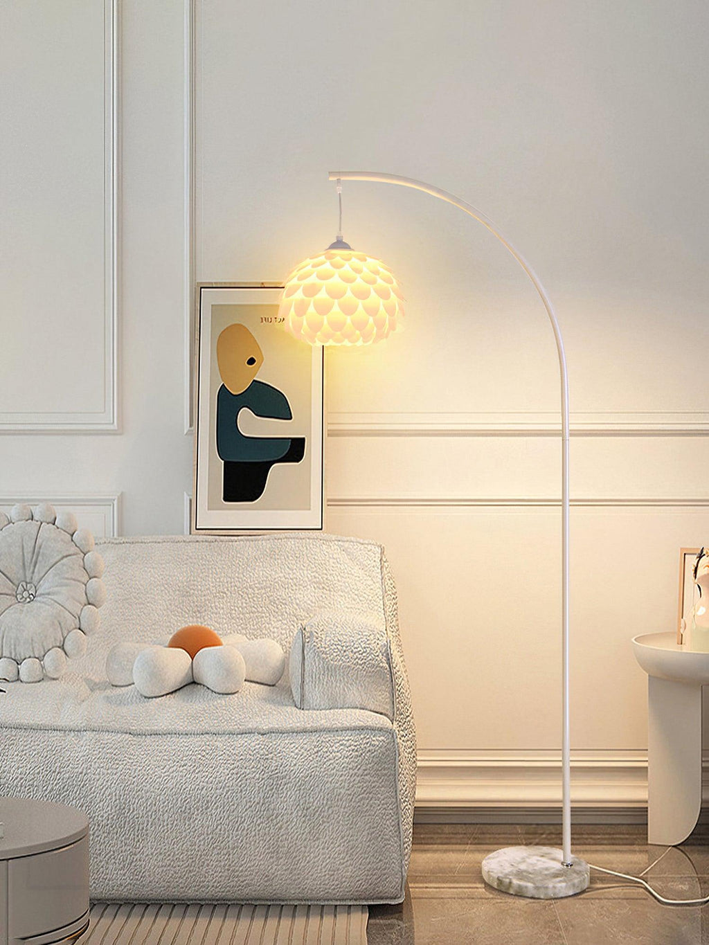 Lampadaire moderne Corwin en Marbre Blanc