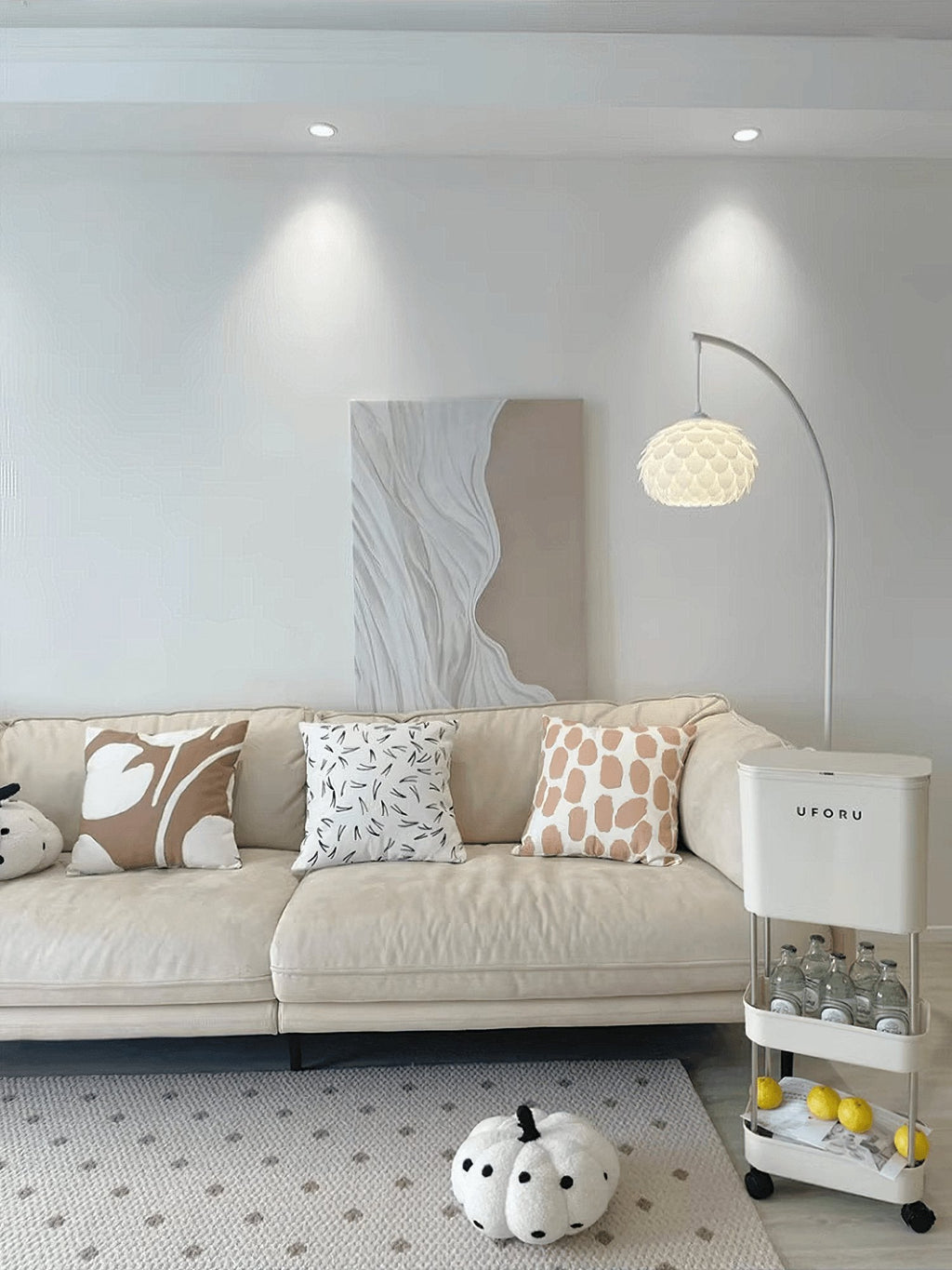 Lampadaire moderne Corwin en Marbre Blanc