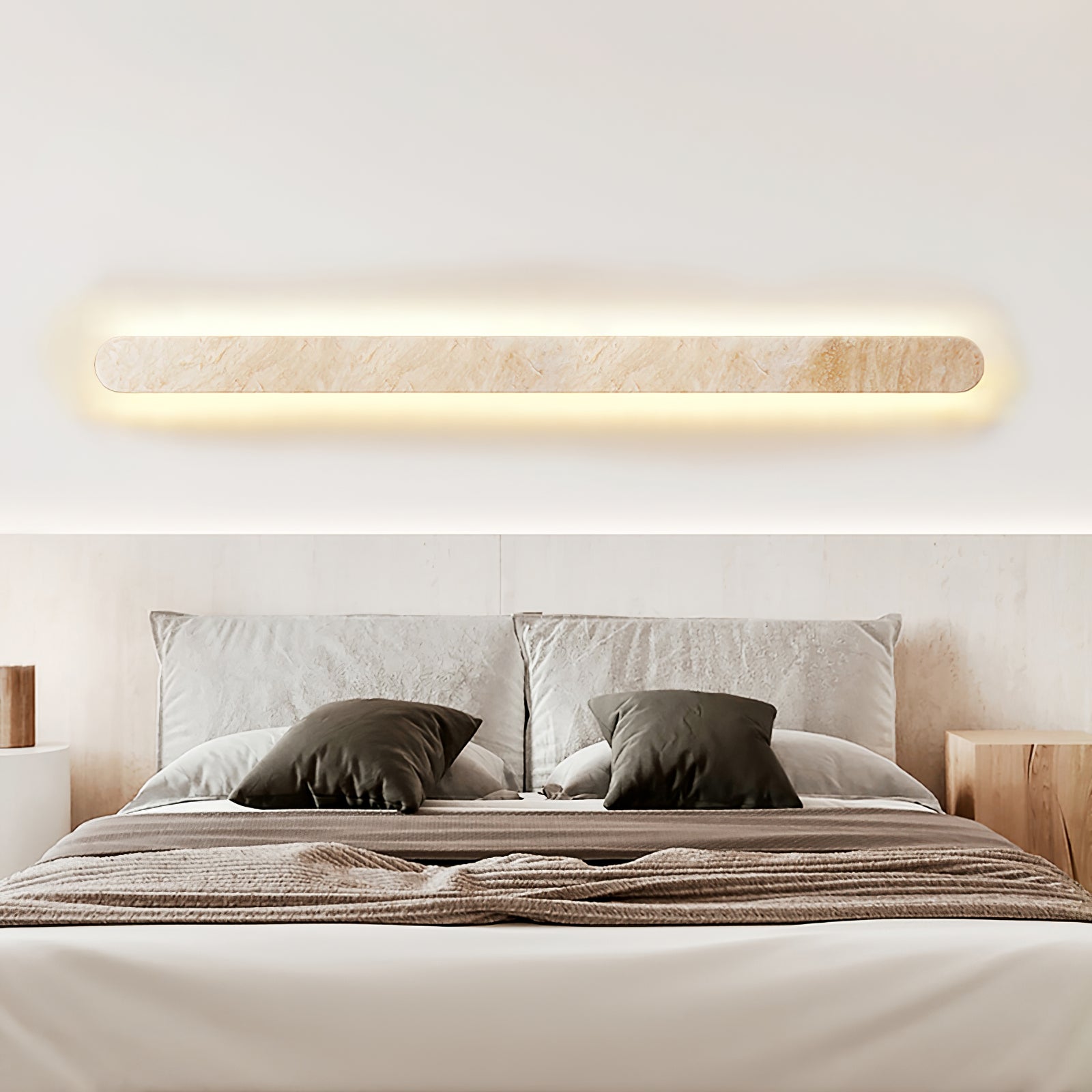 Applique murale moderne Wulfric en Travertin jaune