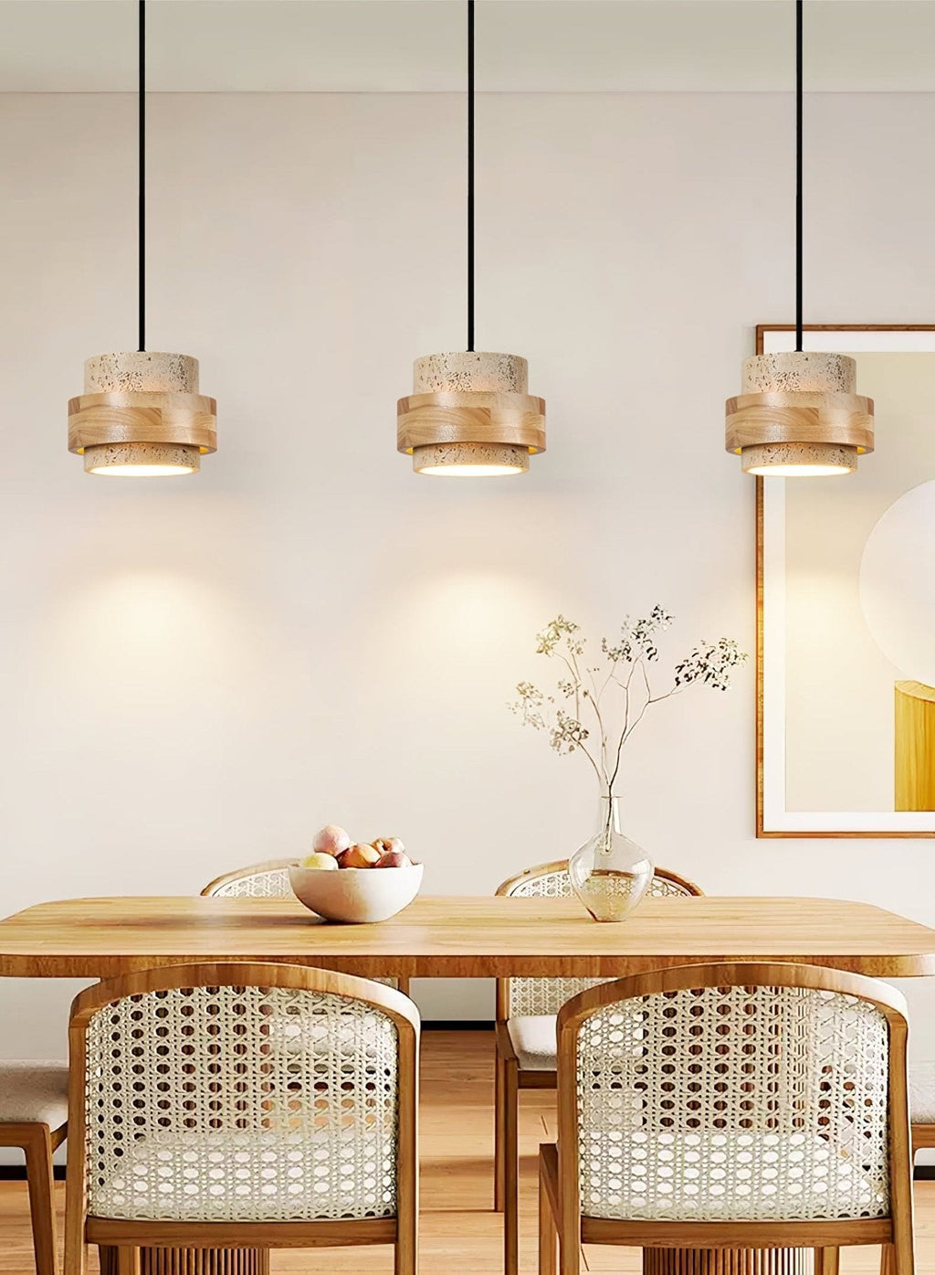 Suspension moderne Arfast en Bois et travertin jaune