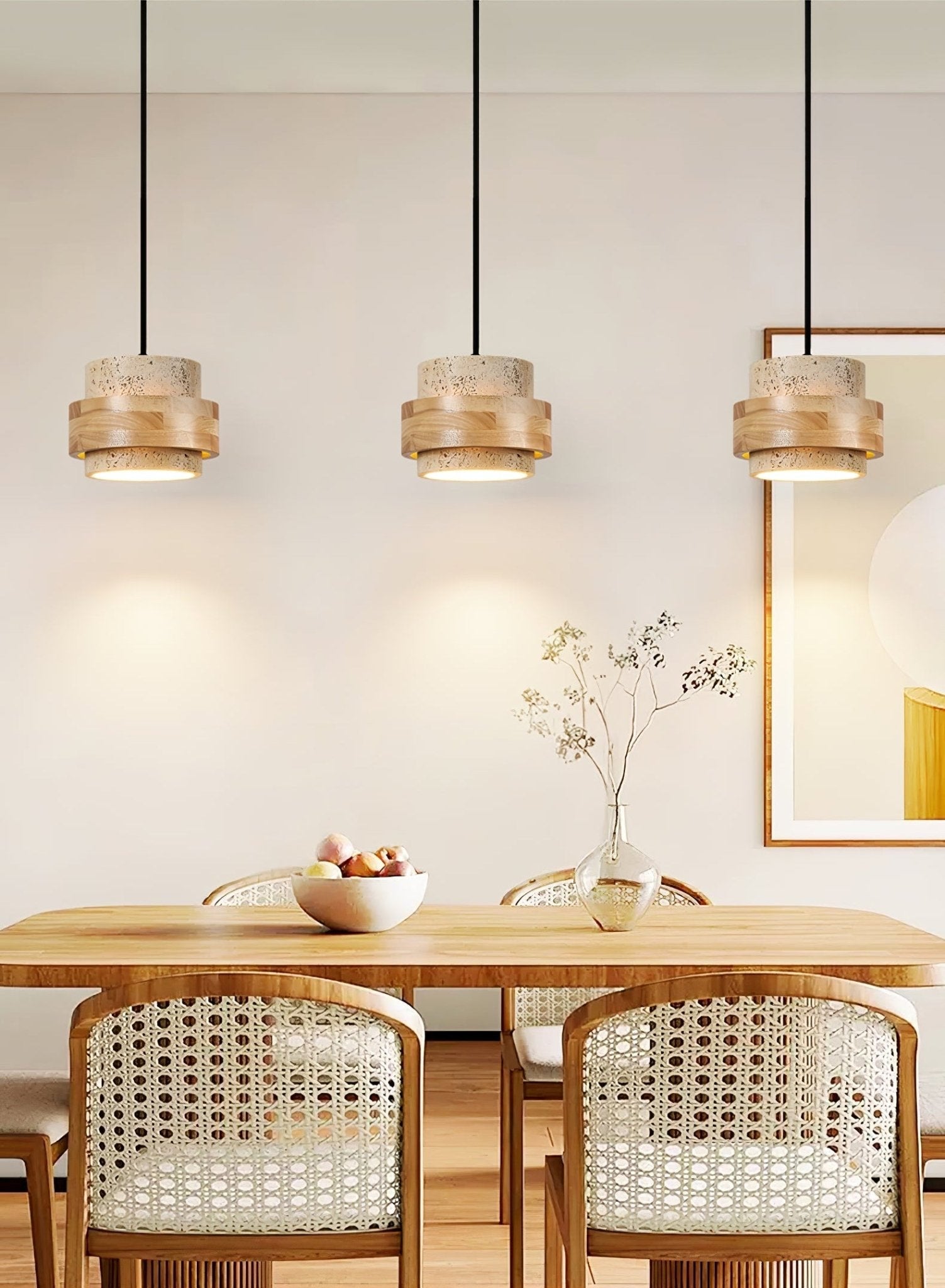 Suspension moderne Arfast en Bois et travertin jaune