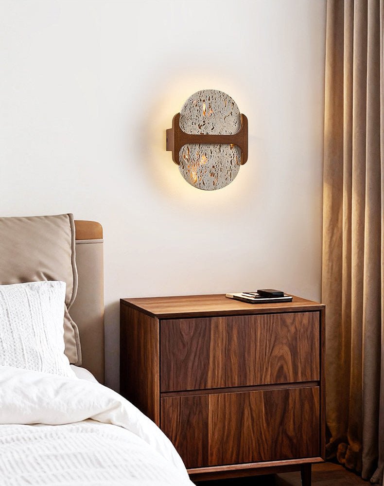 Applique murale moderne Arfast en Travertin jaune et noyer