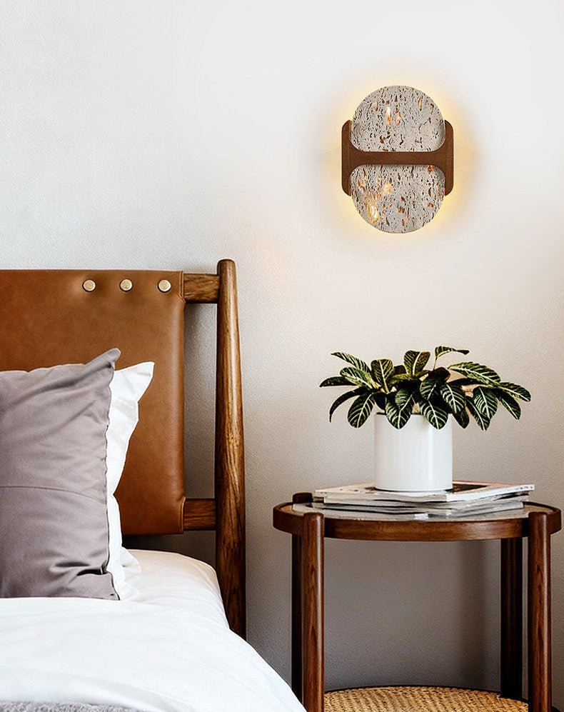 Applique murale moderne Arfast en Travertin jaune et noyer