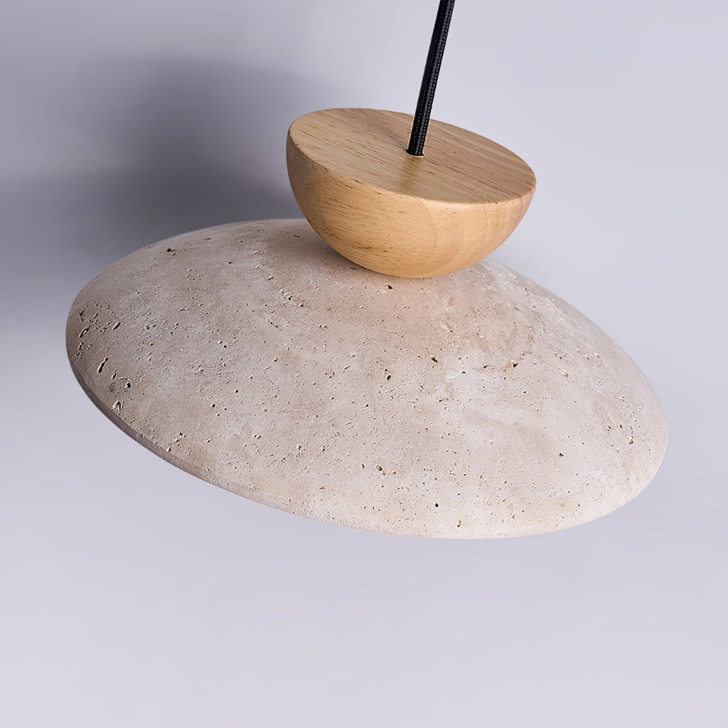 Suspension moderne Bronze en Foncé noyer et travertin jaune